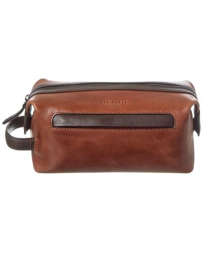 Ted Baker Raylon Waxy Leather Washbag - Brown