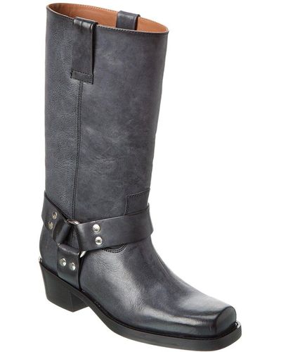 Paris Texas Roxy Leather Boot - Gray