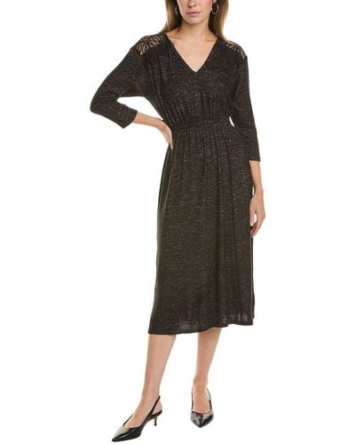 Bobeau 3/4-sleeve Midi Dress - Black