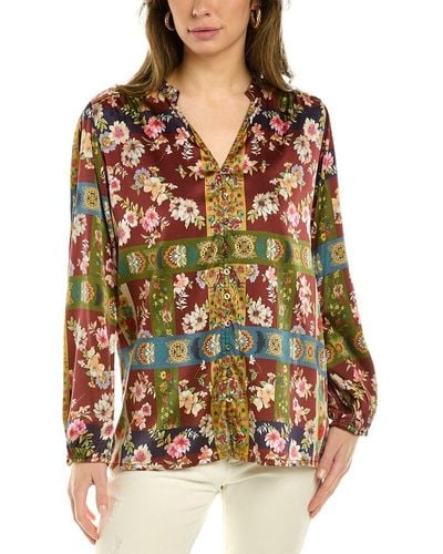 Johnny Was Laurie Lydia Silk-blend Blouse - Green