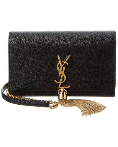 Saint Laurent Kate Leather Wallet On Chain - Black