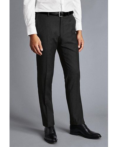 Charles Tyrwhitt Slim Fit Twill Business Wool Suit Trouser - Black