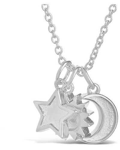 Sterling Forever Silver Sun, Star, And Moon Charm Necklace - Metallic