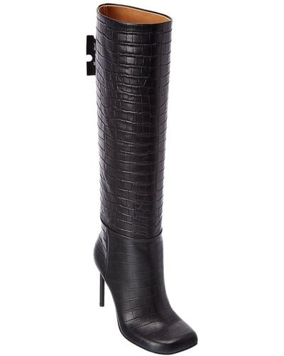 Off-White c/o Virgil Abloh Allen Croc-embossed Leather Knee High Boot - Black