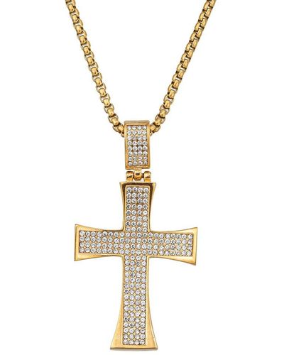 Eye Candy LA The Bold Collection Titanium Cz Soren Cross Pendant Necklace - Metallic