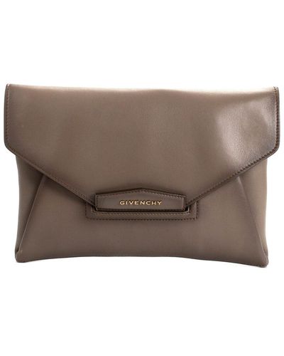 Givenchy Calf Leather Antigona Envelope Clutch, Nwt (Authentic Pre-Owned) - Brown