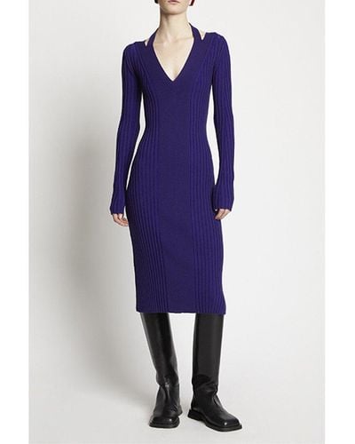 Proenza Schouler Knit Halter Wool-blend Dress - Blue