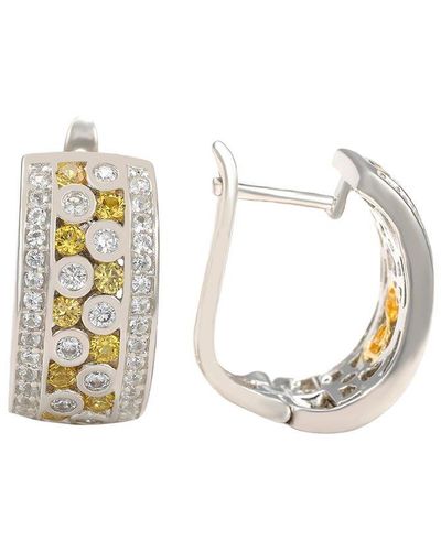 Suzy Levian Silver 0.02 Ct. Tw. Diamond & Sapphire Earrings - Metallic