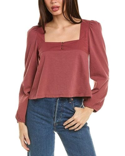 Nation Ltd Pascale Square Neck Top - Red
