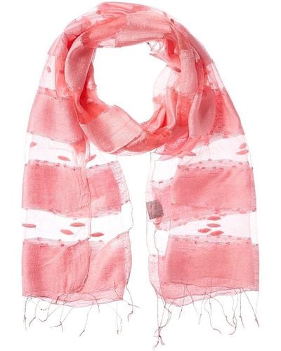 Blue Pacific Hand-woven Silk-blend Scarf - Pink
