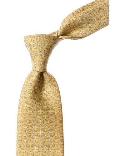 Ferragamo Yellow Totem Silk Tie - Metallic