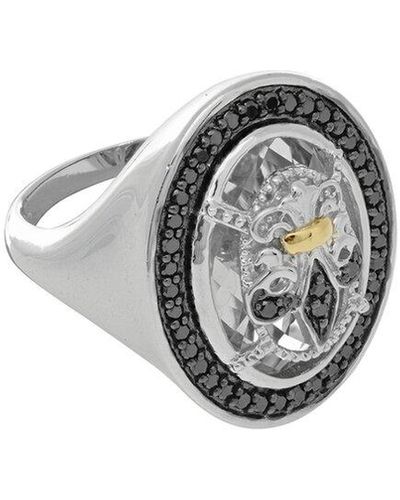 Phillip Gavriel 18k & Silver 0.42 Ct. Tw. Diamond & Rock Crystal Fleur De Lis Ring - Metallic