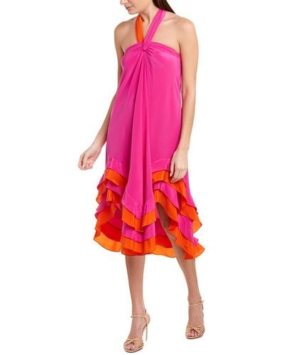 Diane von Furstenberg Sage Silk Crepe De Chine Halter Dress - Pink