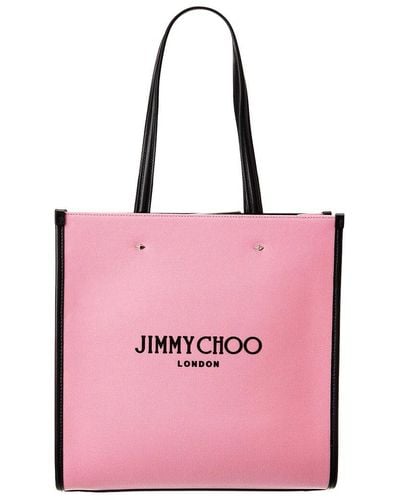 Jimmy Choo N/s Medium Canvas & Leather Tote - Pink