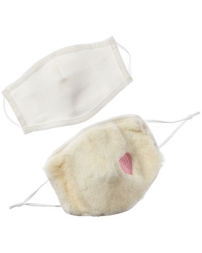 Adrienne Landau 2pc Face Warmer & Cloth Face Mask Set - White