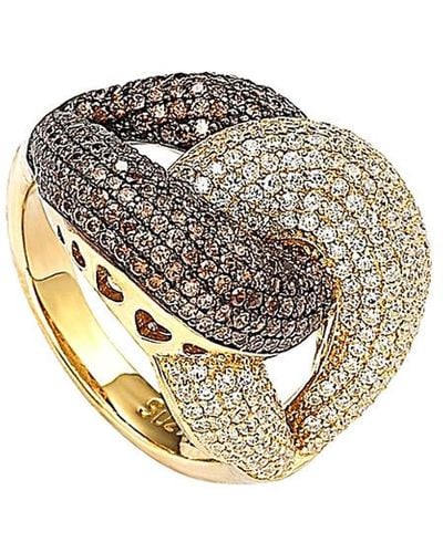 Suzy Levian Gold Over Silver Cz Ring - White
