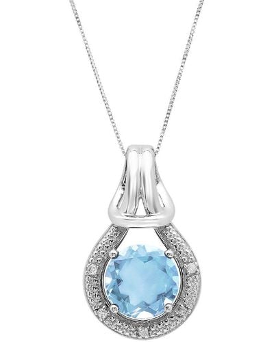 MAX + STONE Max + Stone 10k 2.60 Ct. Tw. Diamond & Blue Topaz Pendant Necklace