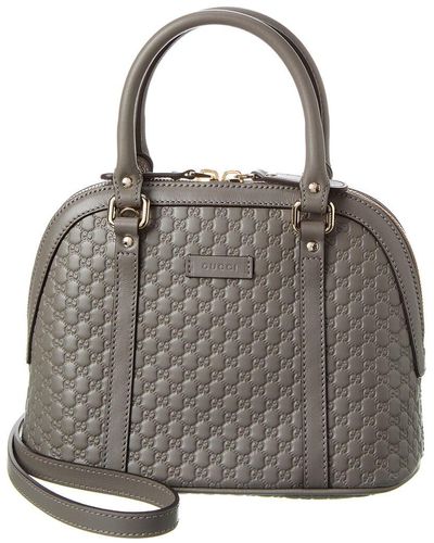 Gucci Ssima Leather Top Handle Tote - Gray
