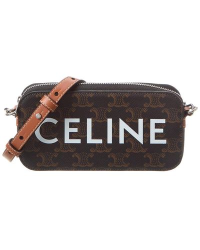Celine Coated Canvas & Leather Horizontal Pouch - Black