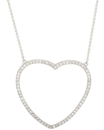 Suzy Levian 14k 0.70 Ct. Tw. Diamond Large Heart Necklace - White