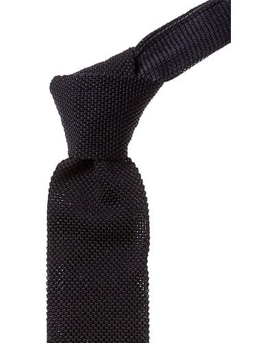 ALTON LANE Navy Blue Knit Silk Tie - Black