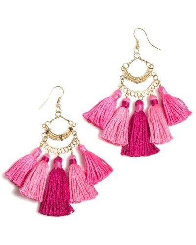 Shiraleah Sonya Tassel Earrings - Pink