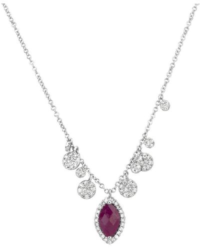 Meira T 14k 1.43 Ct. Tw. Diamond & Ruby Necklace - Metallic