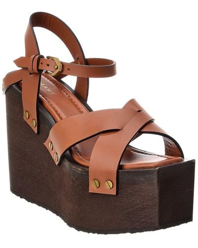 FRAME Le Melrose Leather Wedge Sandal - Brown