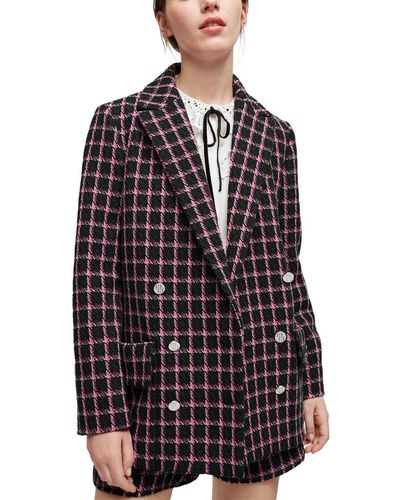 Maje Wool Blend Suit Blazer - Pink