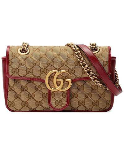 Gucci Marmont Mini GG Canvas & Leather Shoulder Bag - Brown