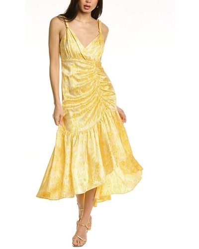 Cinq À Sept Nikola Silk Midi Dress - Yellow