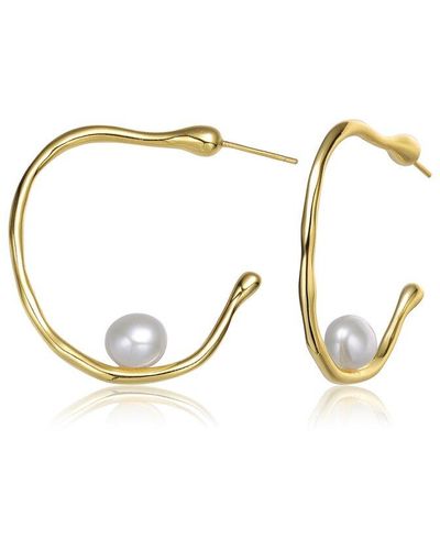 Genevive Jewelry 14k Over Silver Pearl Earrings - Metallic