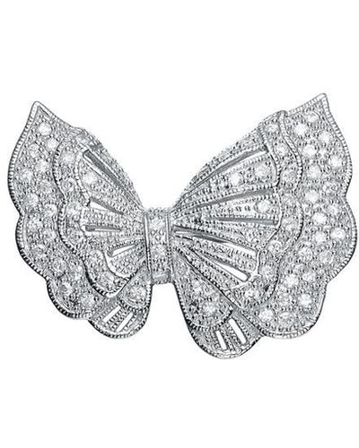 Genevive Jewelry Silver Cz Butterfly Pin - White