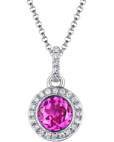 Diana M. Jewels Fine Jewelry 14k 1.00 Ct. Tw. Diamond & Topaz Necklace - Pink