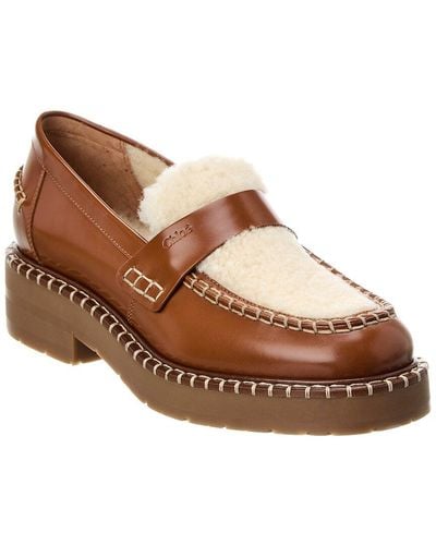 Chloé Noua Leather & Shearling Loafer - Brown