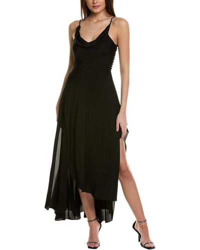 Nicholas Elsie Ruffle Slit Silk-blend Gown - Black
