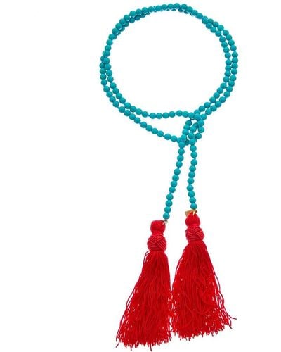 Kenneth Jay Lane Resin Lariat Necklace - Red