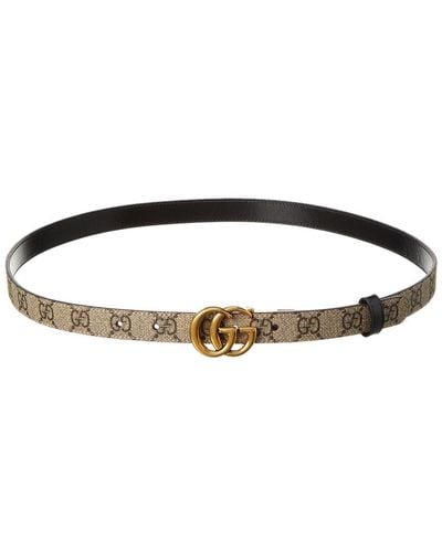 Gucci GG Marmont Thin Reversible GG Supreme Canvas & Leather Belt - Black