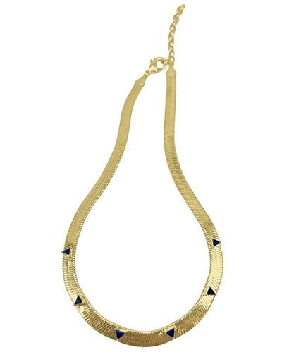 Adornia Fine Jewelry 14k Plated 3.00 Ct. Tw. Sapphire Water-resistant Trillion Cut Herringbone Chain Necklace - Metallic