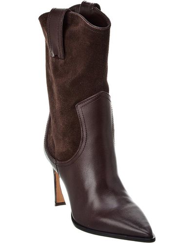 Alexandre Birman Dandara 85 Leather & Suede Bootie - Brown