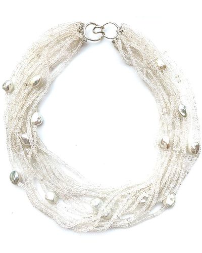 Arthur Marder Fine Jewelry Silver Moonstone & 9-12mm Pearl Necklace - White