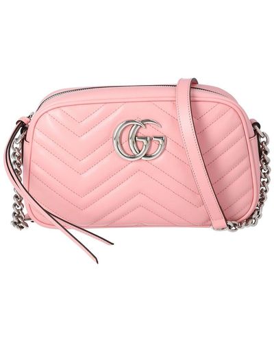 Gucci GG Marmont Small Matelasse Leather Shoulder Bag - Pink