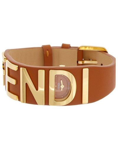 Fendi Graphy Leather Bracelet Watch - Brown