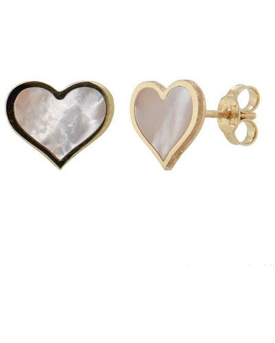 Sabrina Designs 14k Mother-of-pearl Heart Station Earrings - Metallic