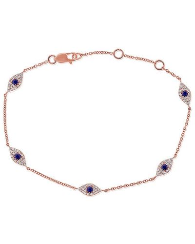 Sabrina Designs 14k Rose Gold 0.45 Ct. Tw. Diamond & Sapphire Evil Eye Bracelet - Natural