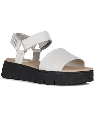 Geox Dandra Open-toe Leather Sandals - White