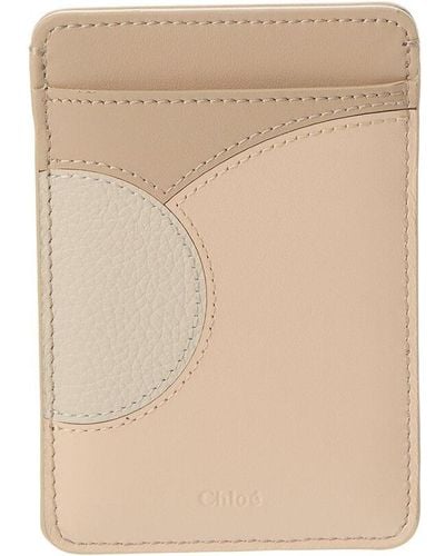 Chloé Moona Leather Card Holder - Natural