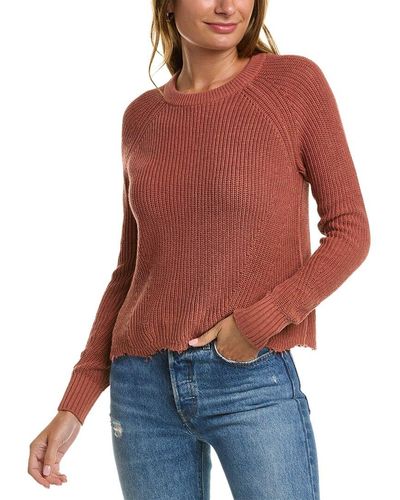 Autumn Cashmere Cotton By Scalloped Sweater - Red