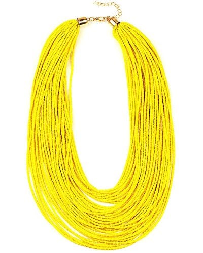 Eye Candy LA Sparkly String Necklace - Yellow