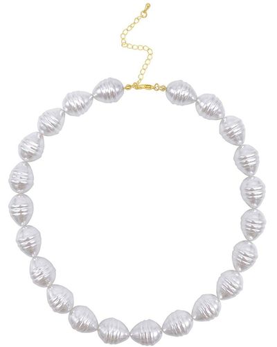 Adornia 14k Plated Pearl Statement Necklace - White